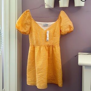 urban outfitter orange plaid dress